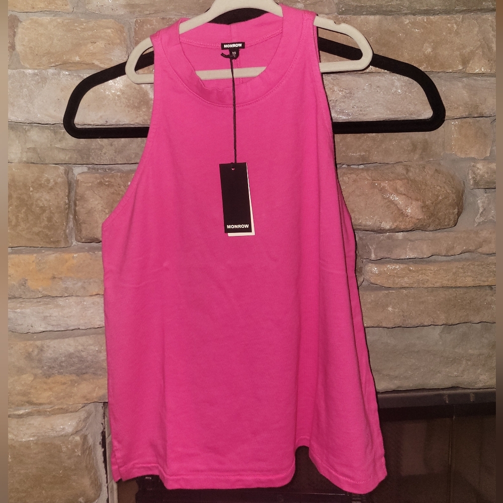 Monrow Sleeveless Tee XS NWT 50% Organic Cotton 50% Recycled Cotton